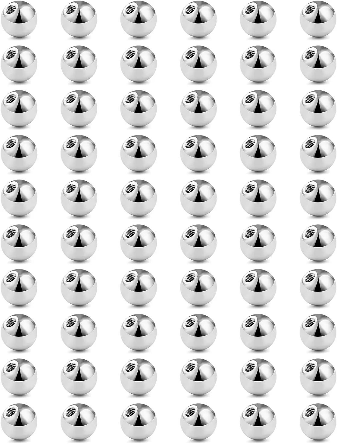 Vsnnsns 14G & 16G Piercing Balls - 316L Surgical Steel, Externally Threaded, 2.5MM-6MM, Silver, 60 Pcs for Septum, Lip, Tongue, Nipple, Belly, Eyebrow Rings