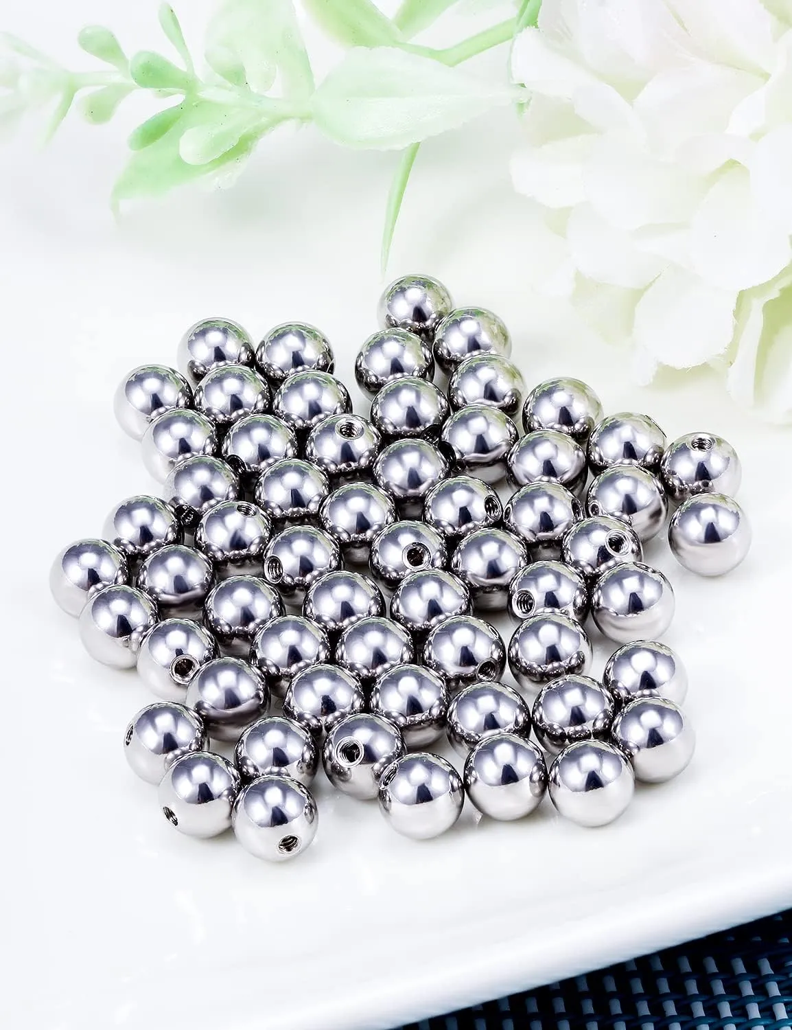Vsnnsns 14G & 16G Piercing Balls - 316L Surgical Steel, Externally Threaded, 2.5MM-6MM, Silver, 60 Pcs for Septum, Lip, Tongue, Nipple, Belly, Eyebrow Rings