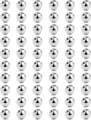 Vsnnsns 14G & 16G Piercing Balls - 316L Surgical Steel, Externally Threaded, 2.5MM-6MM, Silver, 60 Pcs for Septum, Lip, Tongue, Nipple, Belly, Eyebrow Rings