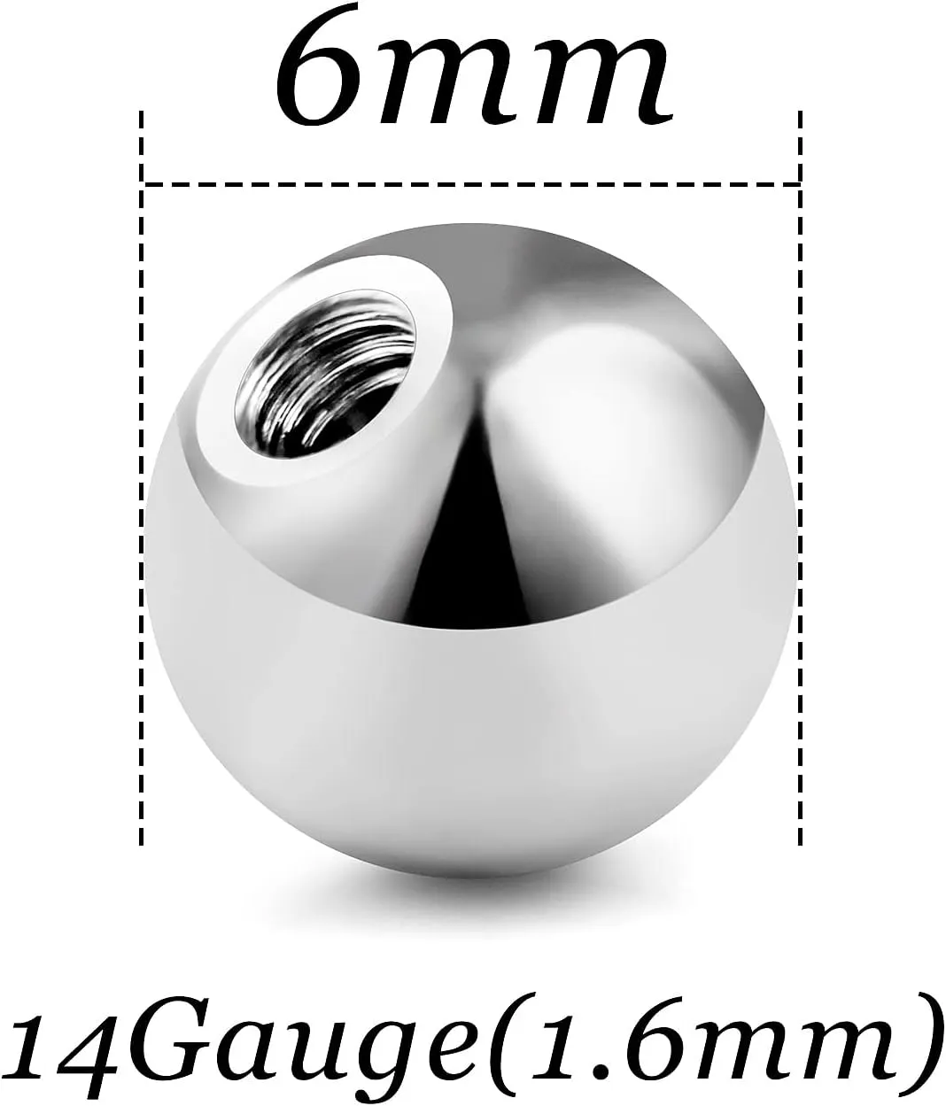Vsnnsns 14G & 16G Piercing Balls - 316L Surgical Steel, Externally Threaded, 2.5MM-6MM, Silver, 60 Pcs for Septum, Lip, Tongue, Nipple, Belly, Eyebrow Rings
