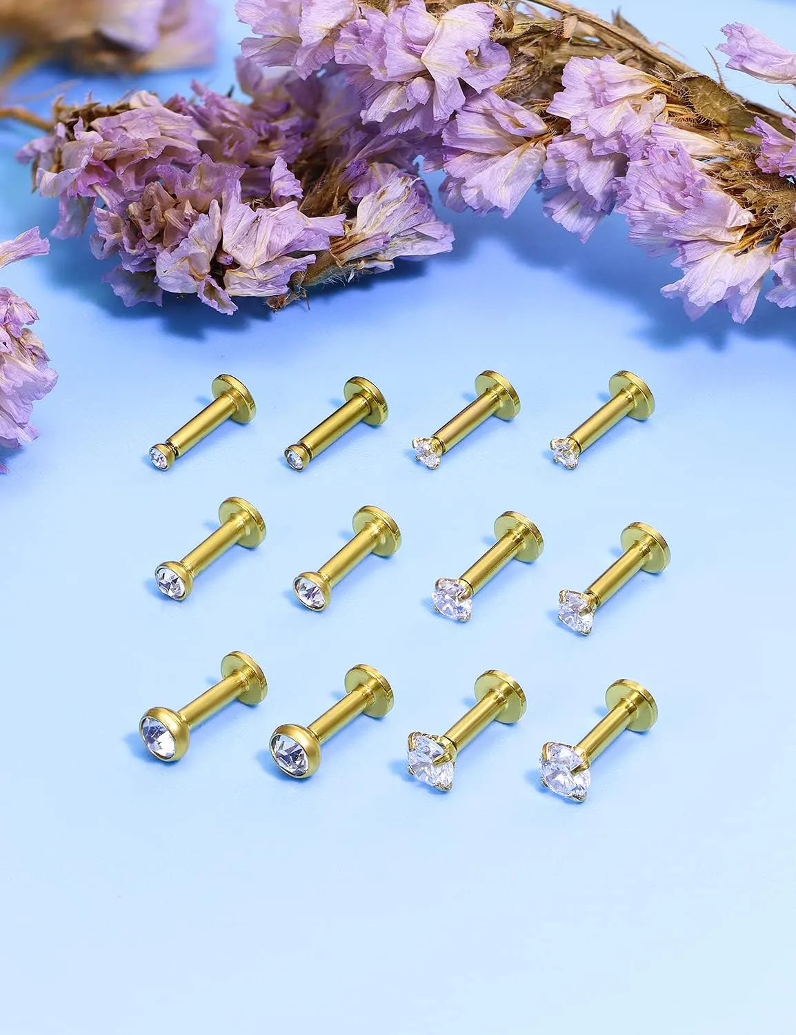 Vsnnsns 14G Lip Rings Stainless Steel Tragus Helix Conch Piercing Jewelry Snake Bite Piercing Monroe Lip Rings Labret Medusa Cartilage Lobe Earrings Piercing Jewelry Cubic Zirconia 2MM 3MM 4MM