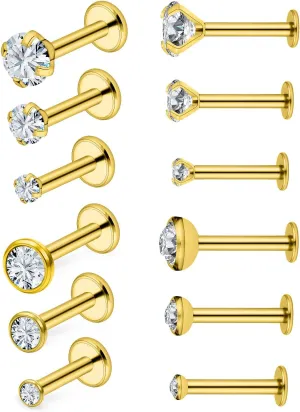 Vsnnsns 14G Lip Rings Stainless Steel Tragus Helix Conch Piercing Jewelry Snake Bite Piercing Monroe Lip Rings Labret Medusa Cartilage Lobe Earrings Piercing Jewelry Cubic Zirconia 2MM 3MM 4MM