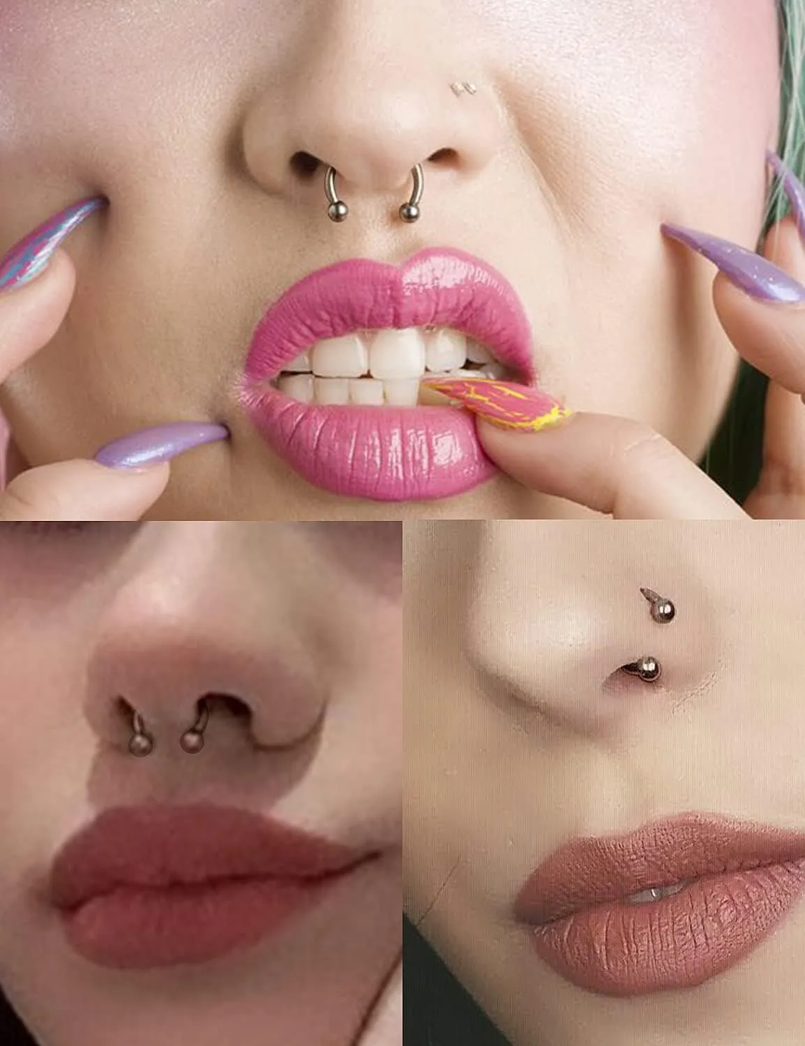 Vsnnsns Titanium Septum Rings 14G & 16G - Horseshoe & Snake Bite Piercing Jewelry for Women & Men - 8MM to 16MM