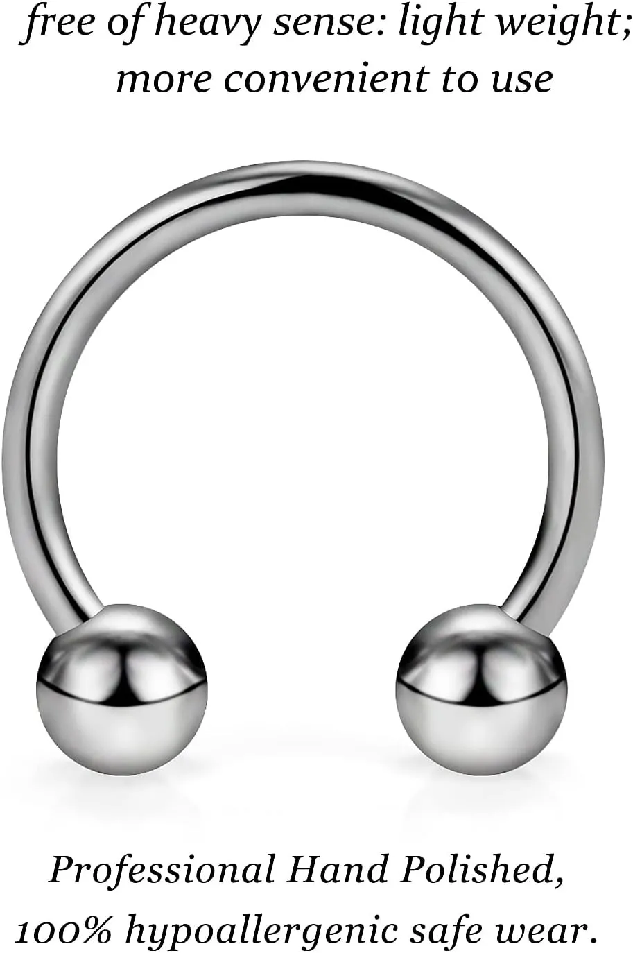 Vsnnsns Titanium Septum Rings 14G & 16G - Horseshoe & Snake Bite Piercing Jewelry for Women & Men - 8MM to 16MM