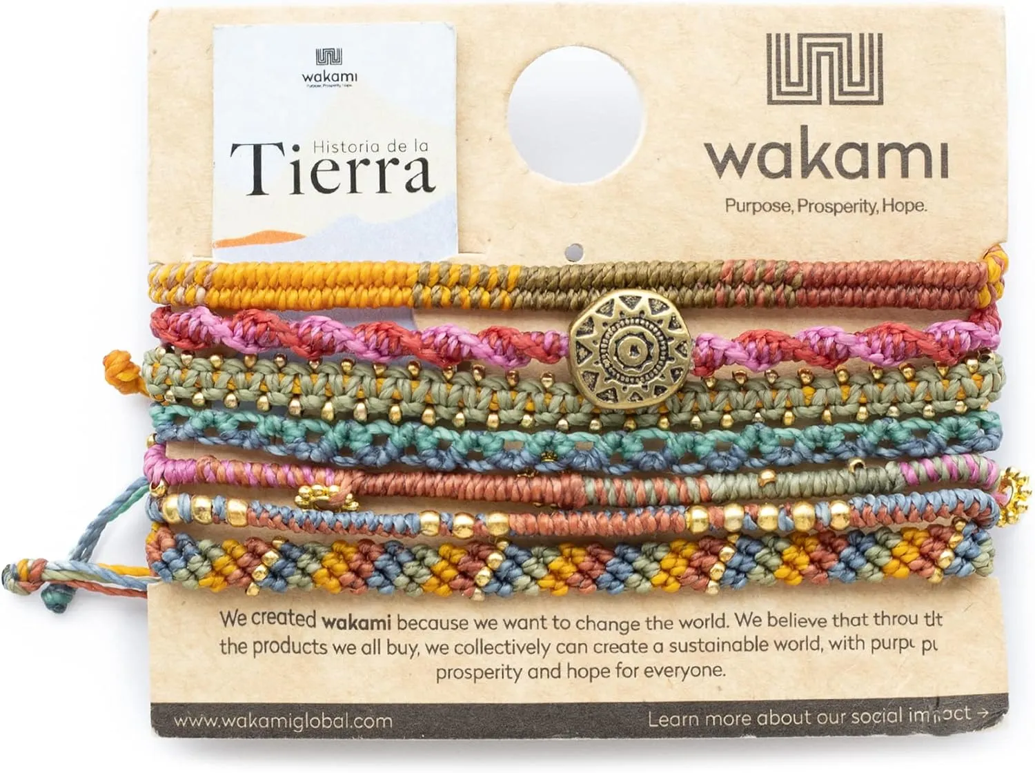 Wakami Earth Charm Bracelet | Women's Jewelry | bracelets for women & men | Trendy Beaded Bracelet Stack | Waterproof | Fair Trade | Braided