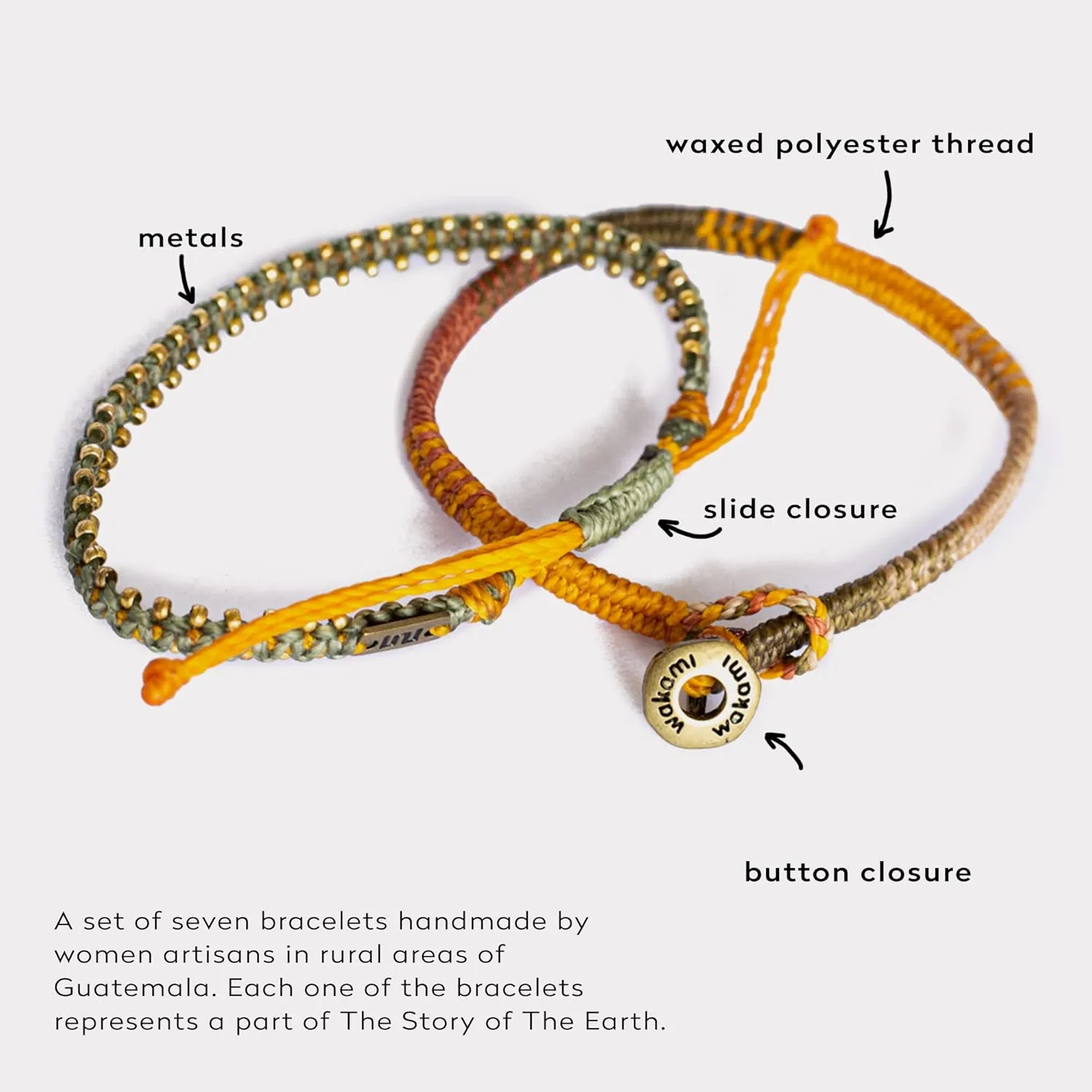 Wakami Earth Charm Bracelet | Women's Jewelry | bracelets for women & men | Trendy Beaded Bracelet Stack | Waterproof | Fair Trade | Braided