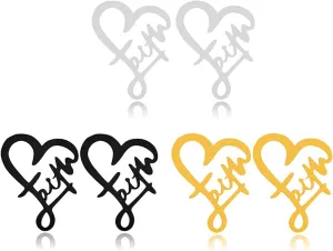 WCRAZYE 3 Pairs Heart Faith Earrings for Women Stainless Steel Faith Earrings Unique Inspirational Love Heart Stud Earrings Religious Inspirational Jewelry