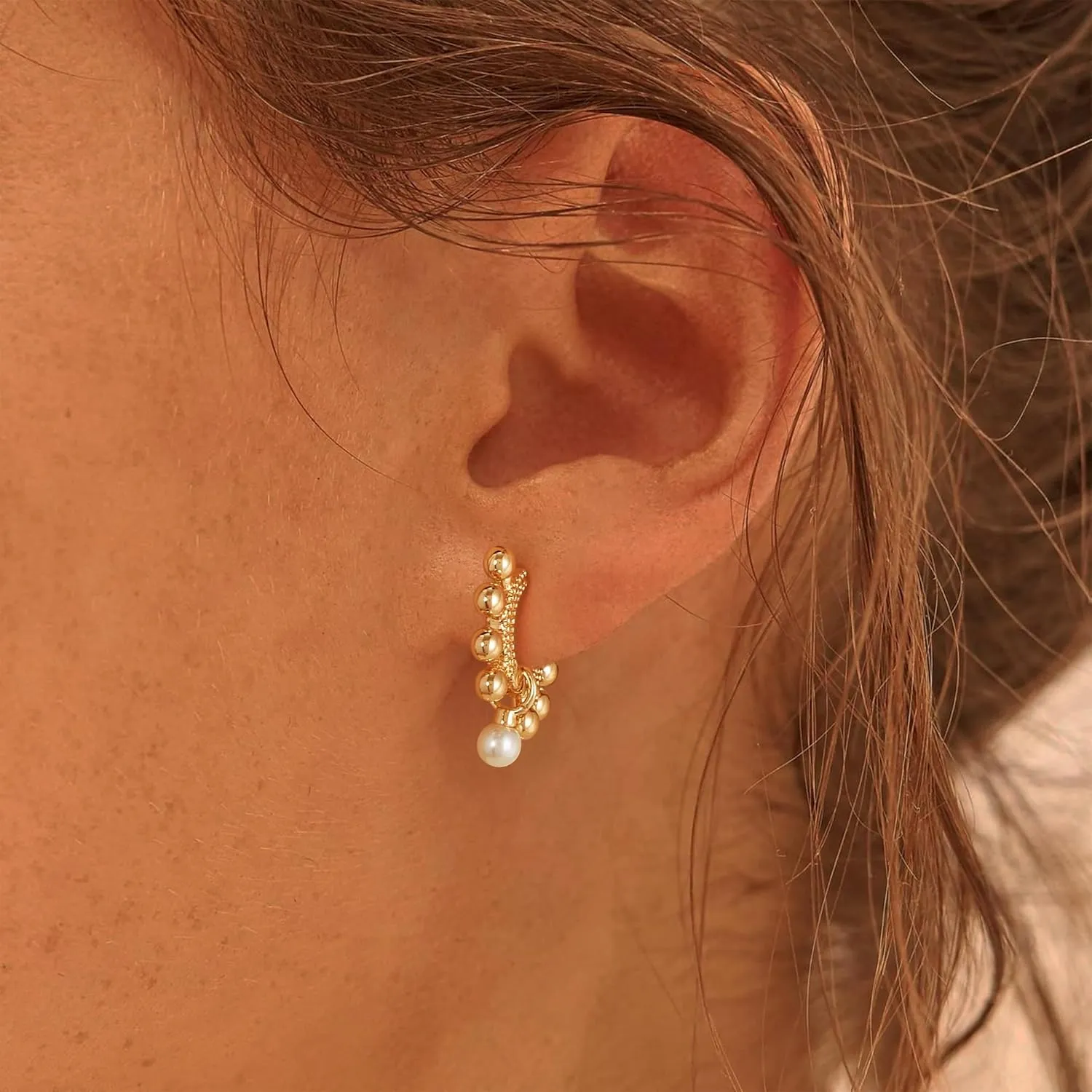 WEARON 14K Gold Plated Huggie Earrings for Women Personality Simplicity Twisted Chain Hoop Earrings Hypoallergenic Designer Ear Rings Fashion Jewelry Hollow Out Earrings