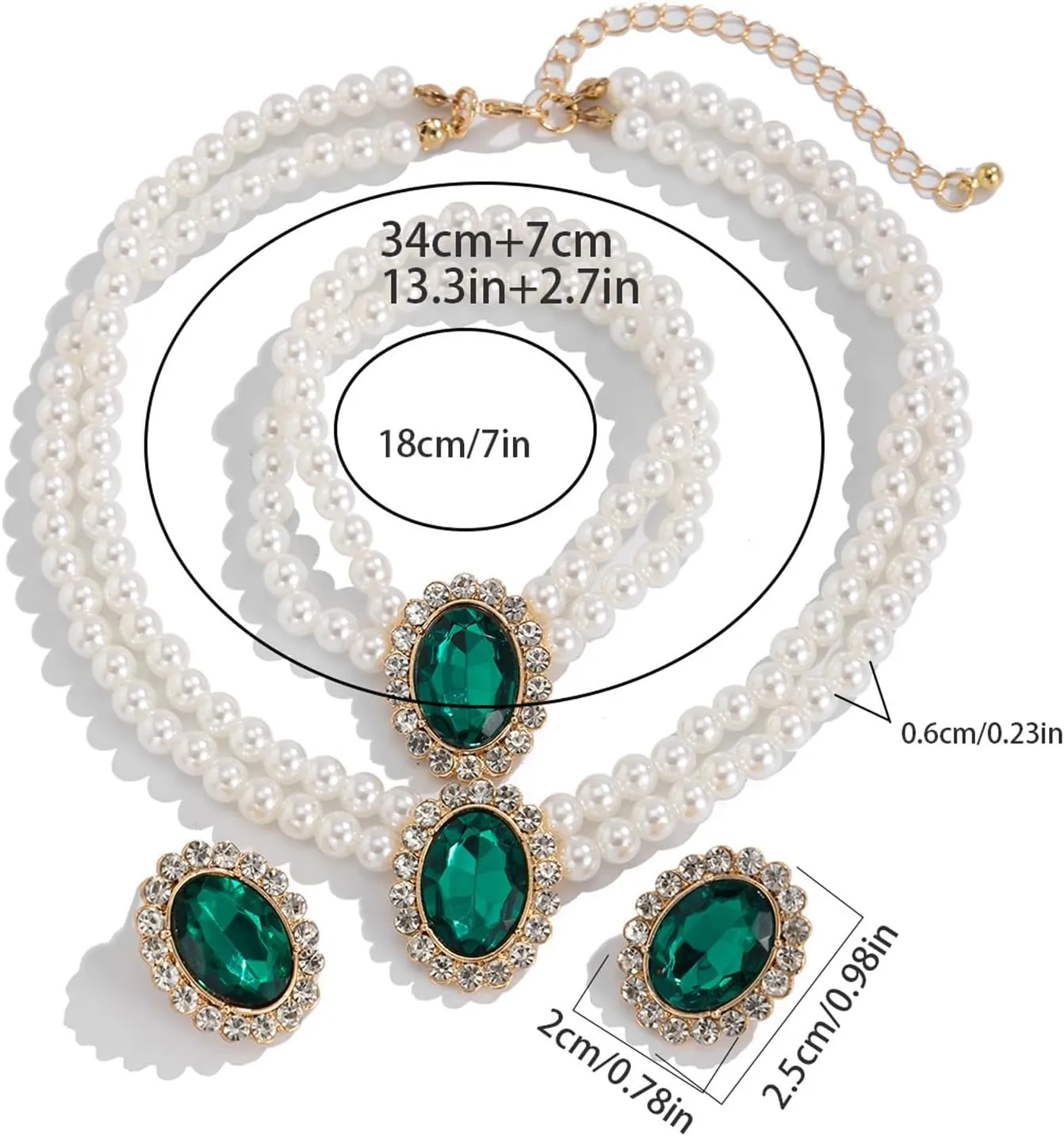 Wedding Bridal Pearl Necklace Earrings Bracelet Sets Multi-layered Pearl Beaded Collar Chain Necklace Crystal Rhinestone Body Chain Jewelry for Women