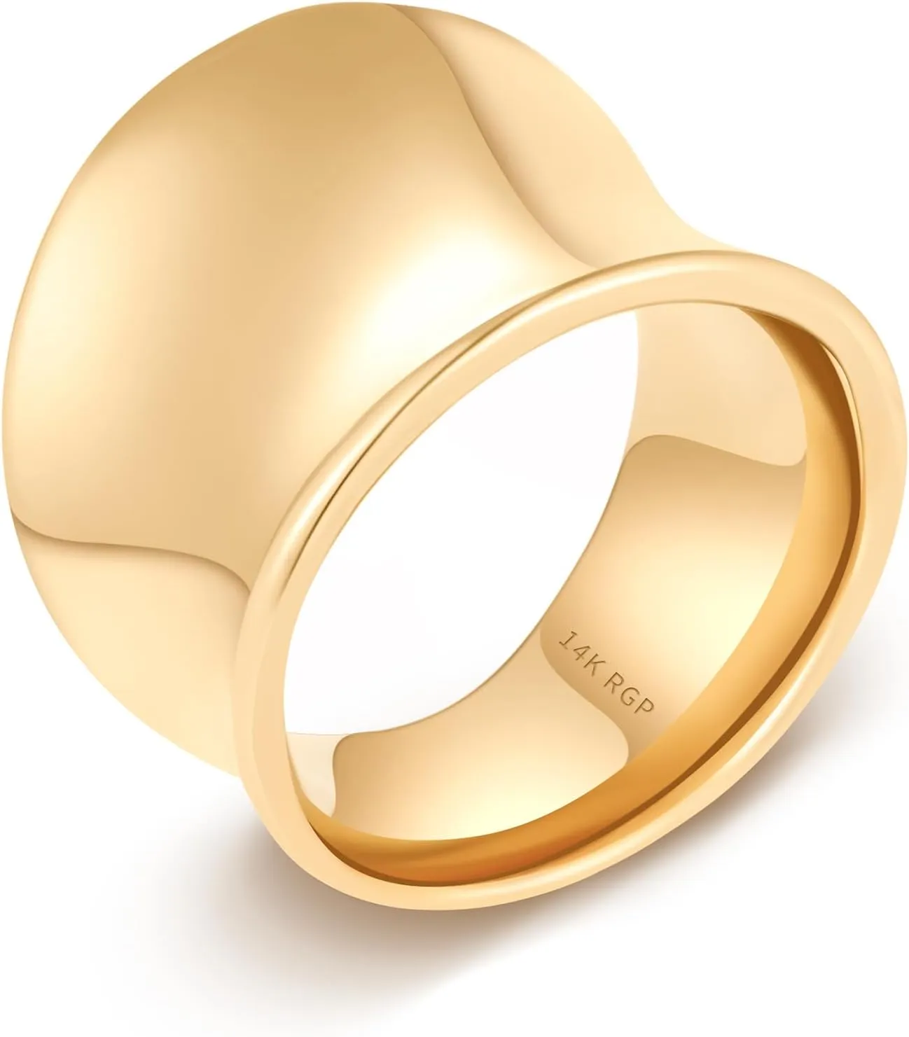 Wide Statement Band Rings for Women and MenHigh 14K Gold Plated Polish Large Thumb Index Full Finger Rinds Size 6-11Gold and Silver