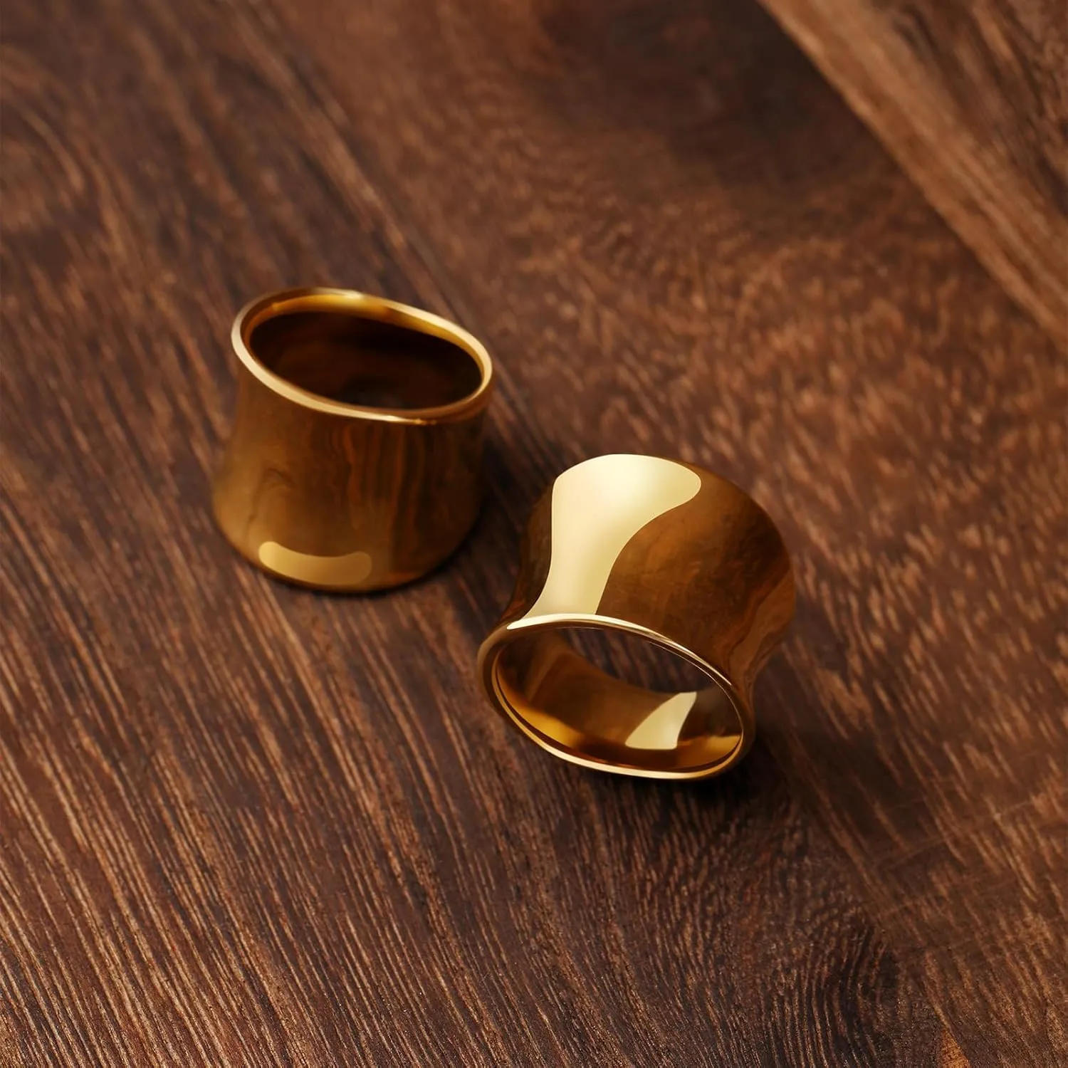 Wide Statement Band Rings for Women and MenHigh 14K Gold Plated Polish Large Thumb Index Full Finger Rinds Size 6-11Gold and Silver
