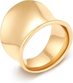 Wide Statement Band Rings for Women and MenHigh 14K Gold Plated Polish Large Thumb Index Full Finger Rinds Size 6-11Gold and Silver