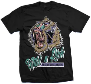 Wild N Rich -  Hyper Jade/ Bleached Coral/ Space Purple on Black T-Shirt