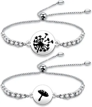 WKXZMTR Mother's Day Gifts Dandelion Bracelet Mother and Daughter Bracelets Mommy and Me Heart Matching Wish Bracelets
