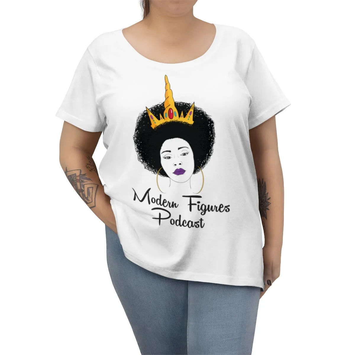 Women's Curvy Tee - No Binary - without tagline