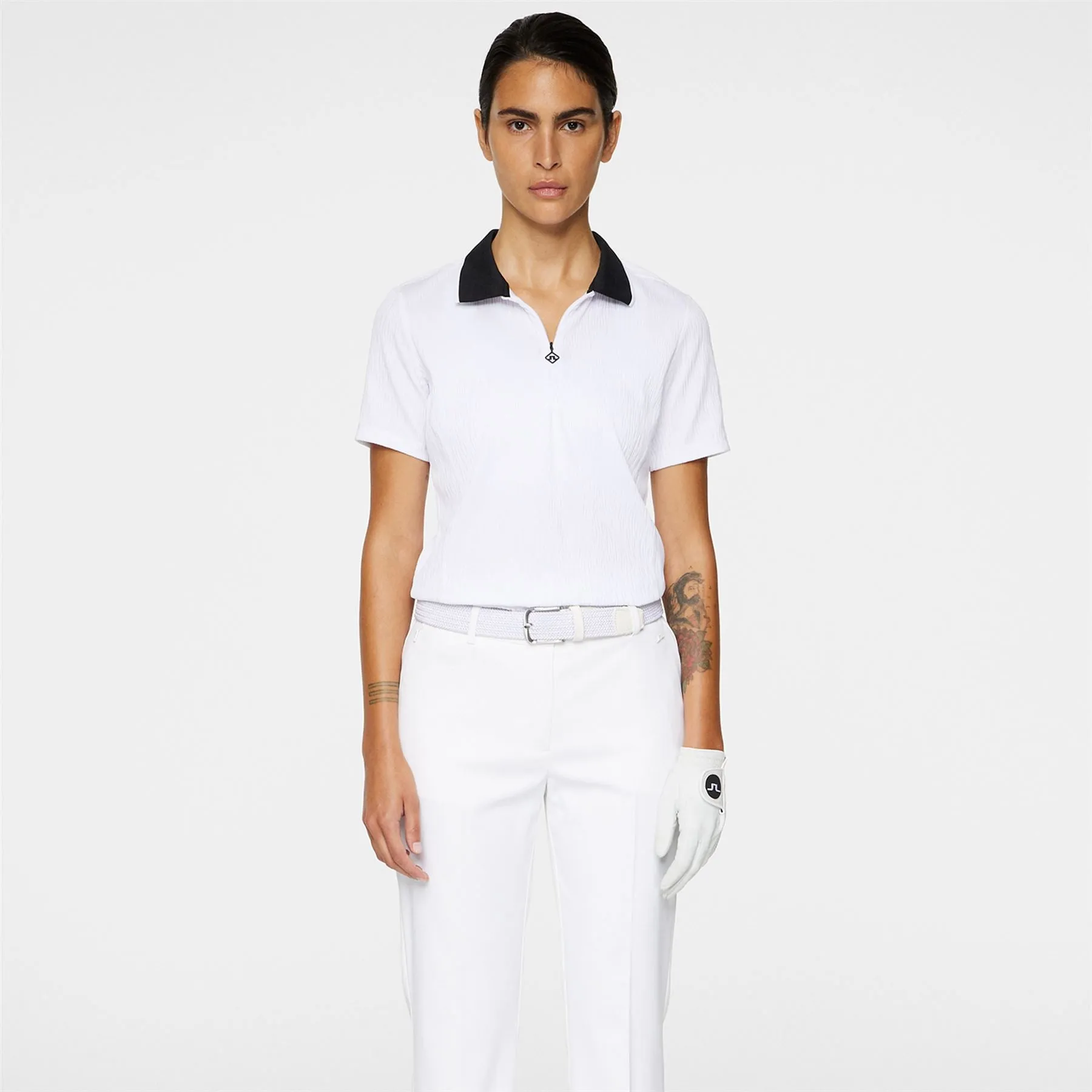 Womens Izara Wave Rib Jersey Polo White - AW24