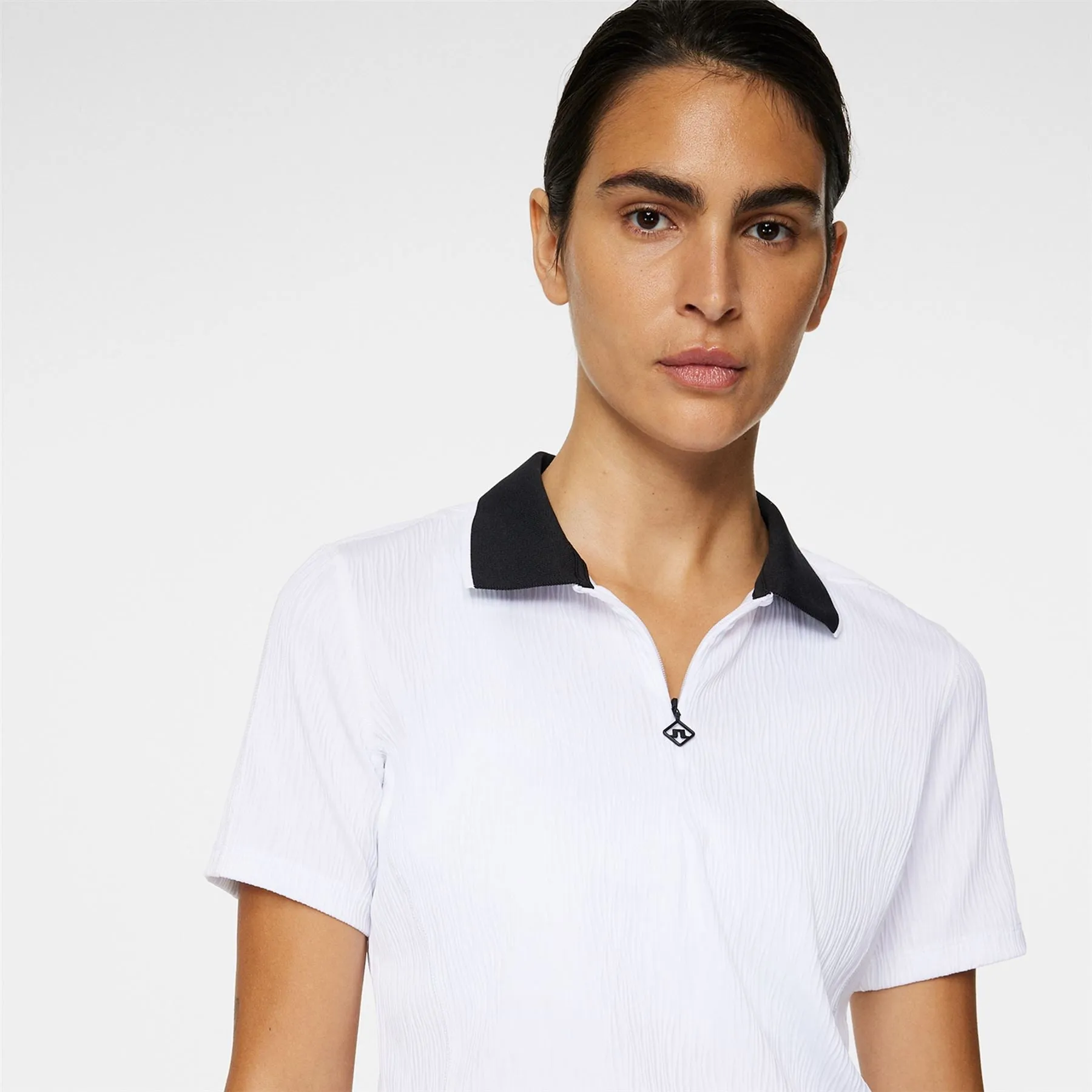Womens Izara Wave Rib Jersey Polo White - AW24