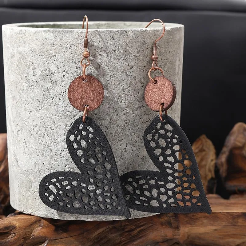 Wooden Round Geometric Earrings Retro Hollow Out Circle Earrings Big Lightweight Statement Jewelry Suitable for Women