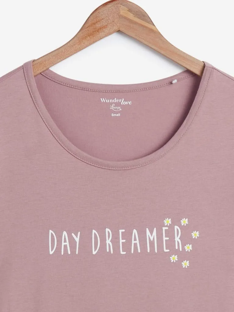 Wunderlove Light Brown Text Design T-Shirt