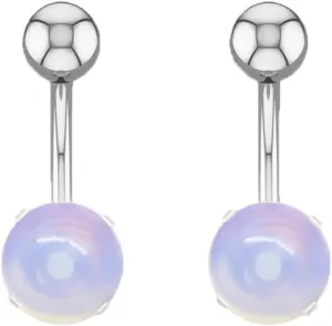 Wycian Couple Gifts, Belly Rings for Women Hypoallergenic Silver Light Purple Surgical Steel Round Turquoise for Women Girls Body Piercing Jewelry