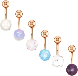 Wycian Couple Gifts, Belly Rings for Women Hypoallergenic Silver Light Purple Surgical Steel Round Turquoise for Women Girls Body Piercing Jewelry