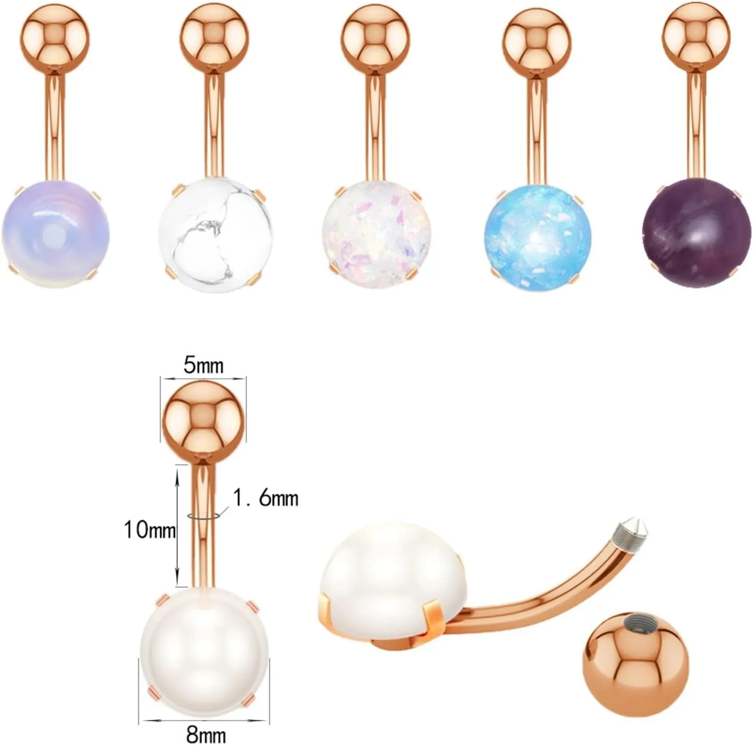 Wycian Couple Gifts, Belly Rings for Women Hypoallergenic Silver Light Purple Surgical Steel Round Turquoise for Women Girls Body Piercing Jewelry
