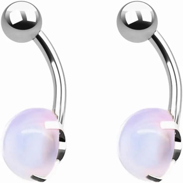 Wycian Couple Gifts, Belly Rings for Women Hypoallergenic Silver Light Purple Surgical Steel Round Turquoise for Women Girls Body Piercing Jewelry