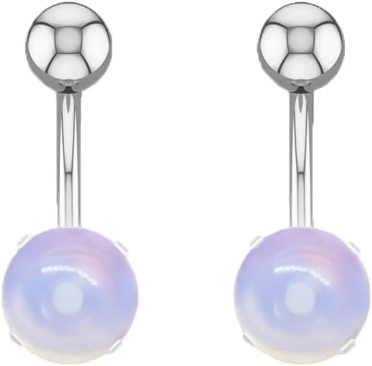 Wycian Couple Gifts, Belly Rings for Women Hypoallergenic Silver Light Purple Surgical Steel Round Turquoise for Women Girls Body Piercing Jewelry