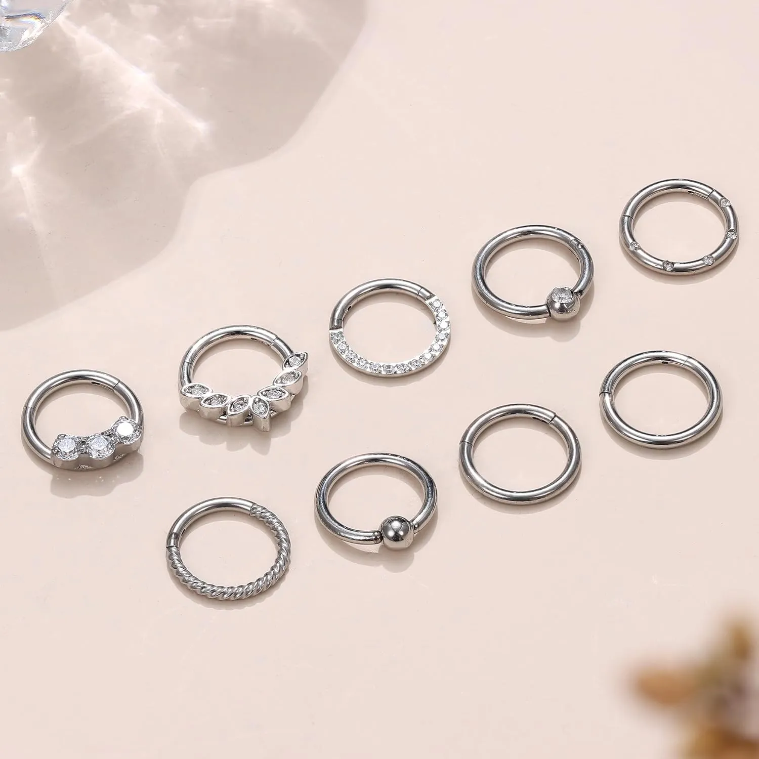 YADOCA Septum Nose Rings for Women Men - Gold Septum Rings 16G 18G Nose Ring Hoops Hypoallergic Surgical Steel Cartilage Earrings Helix Lip Conch Tragus Daith Piercing Jewelry Tone 8mm 10mm