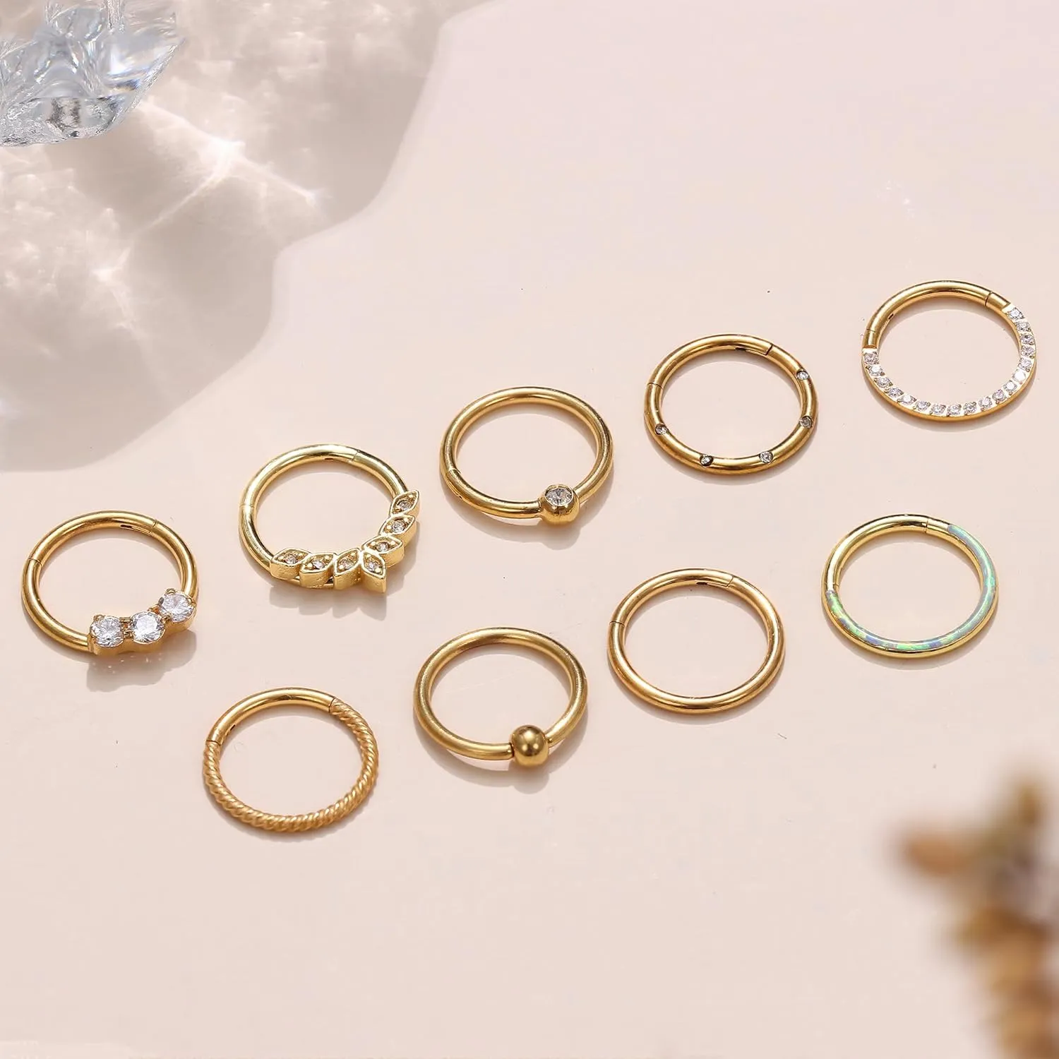 YADOCA Septum Nose Rings for Women Men - Gold Septum Rings 16G 18G Nose Ring Hoops Hypoallergic Surgical Steel Cartilage Earrings Helix Lip Conch Tragus Daith Piercing Jewelry Tone 8mm 10mm