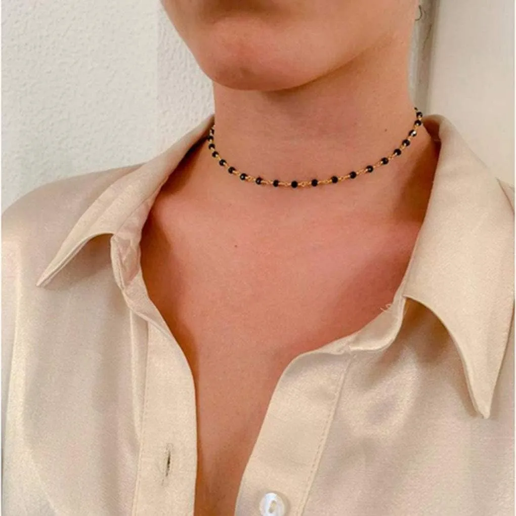 Yalice Beaded Choker Necklace Dainty Opal Birthstone Chokers Necklaces Jewelry for Women