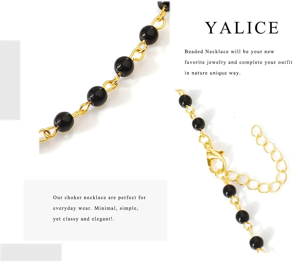 Yalice Beaded Choker Necklace Dainty Opal Birthstone Chokers Necklaces Jewelry for Women