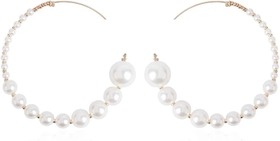 YAZILIND Simple Alloy Earrings Hoop Earrings Imitation Pearl Earrings Jewelry for Women