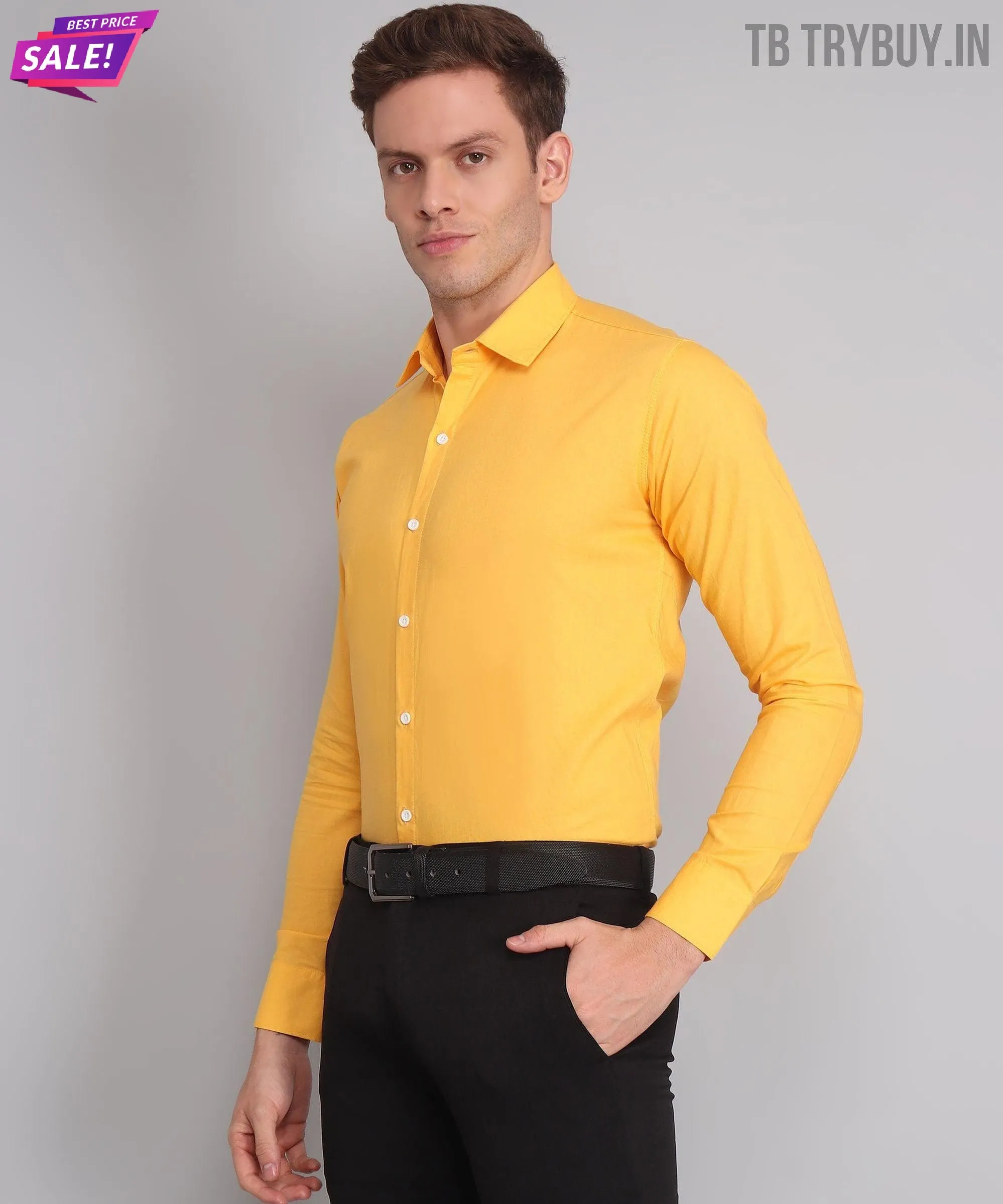 Yellow Men's Business Shirt