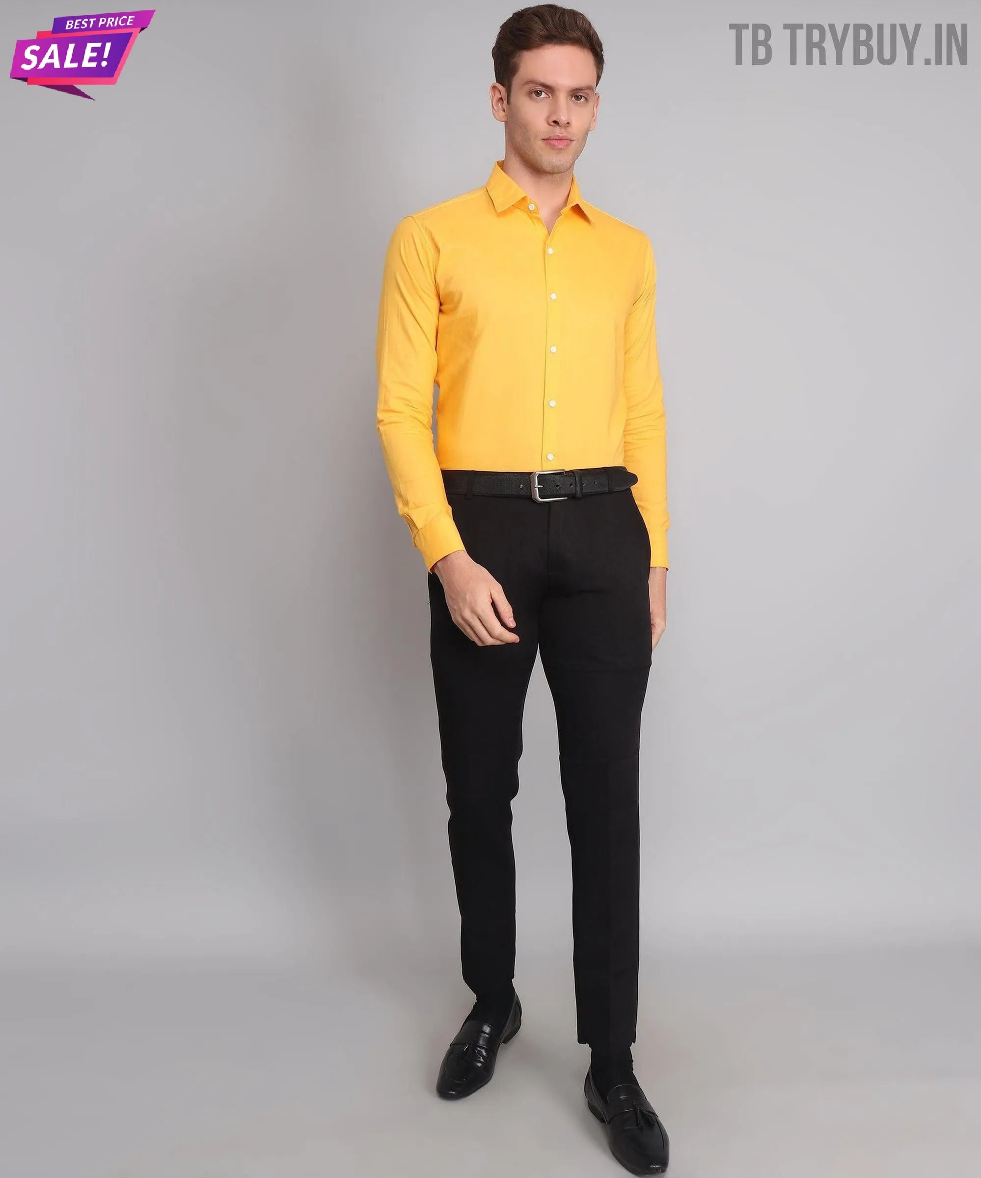 Yellow Men's Business Shirt