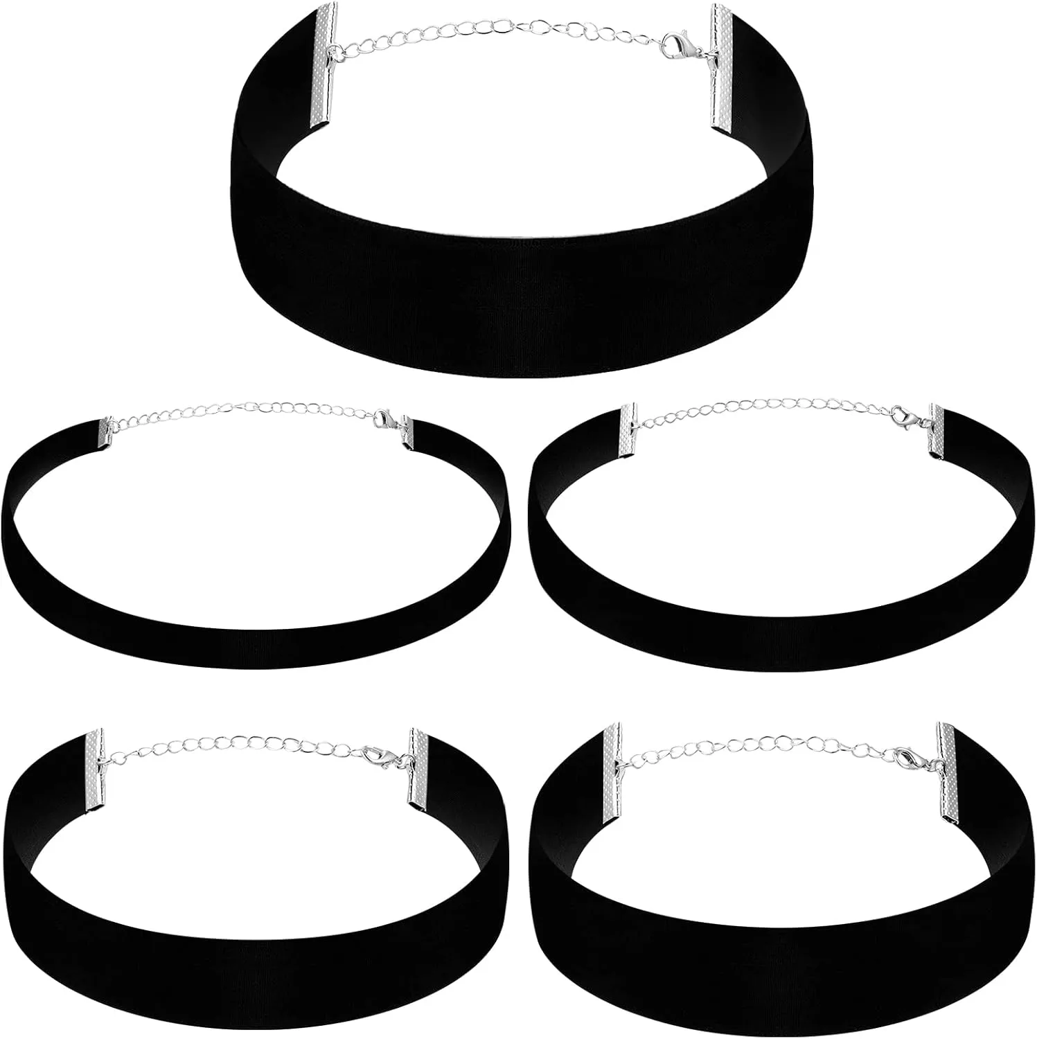Yinkin 5 Pcs Classic Black Velvet Choker Necklace Wide Soft Choker Necklaces Black Velvet Neck Ribbon for Women Girls Kids Neck Jewelry Accessories