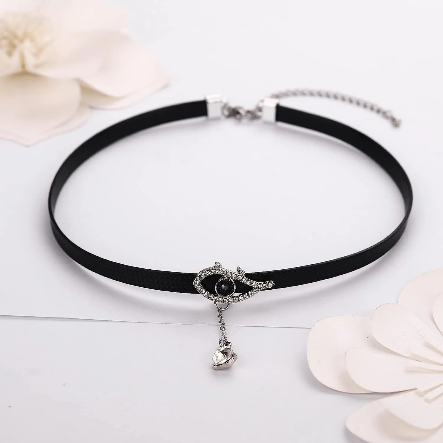 Yonhon Black Choker Necklace for Women,Gold/Siver Tone Choker Necklace with Elegant Pendant