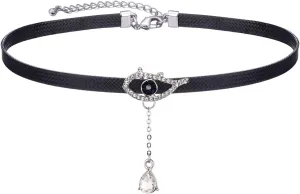 Yonhon Black Choker Necklace for Women,Gold/Siver Tone Choker Necklace with Elegant Pendant