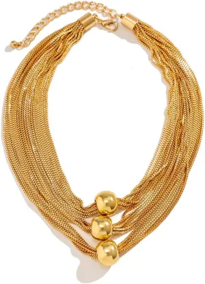 ZMANYIJEW Chunky Gold Silver Choker Necklace for Women Fashion Thick Snake Bone Chain Gold Thick Twisted Necklace Layered Geometric Sphere Gold Necklaces for Women Trendy